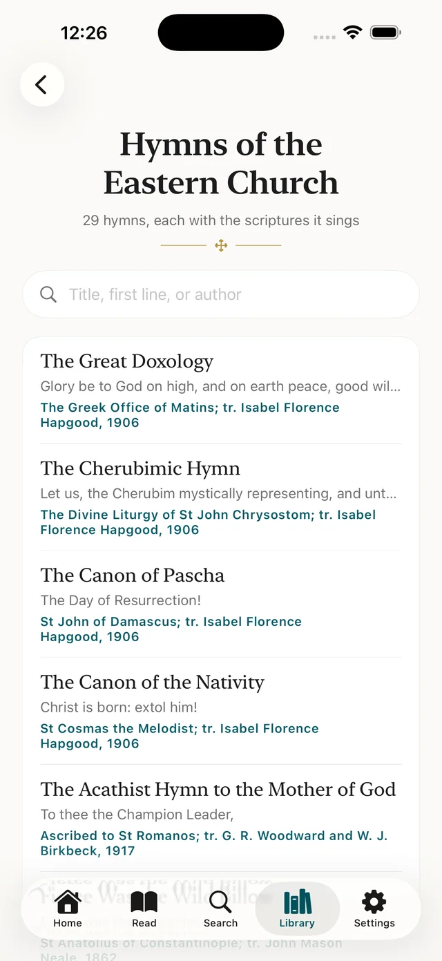 The hymnal, with the scriptures each hymn sings